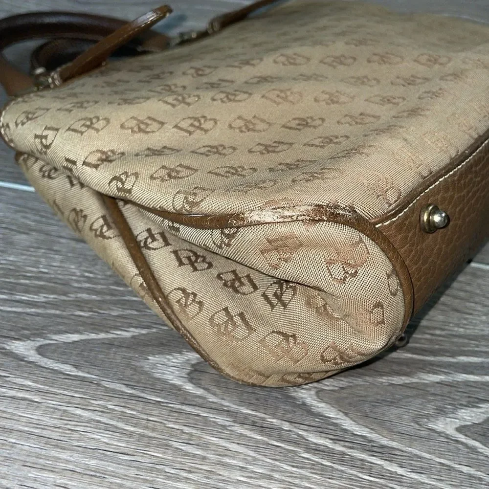 Dooney & Bourke Signature Monogram Canvas Small Buckle Satchel 8.5”x 4”x 12.5”